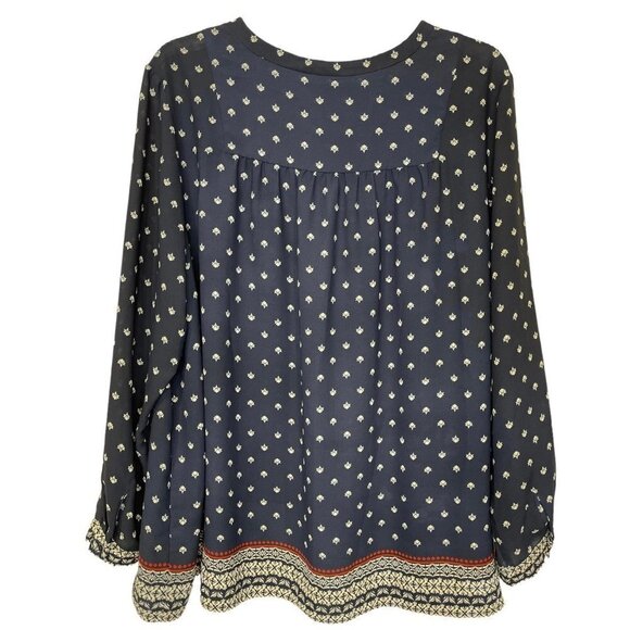 NYDJ LOS ANGELES Women's Split Neck 70's Style Smock Tunic Top XL Multicolor - Picture 4 of 16